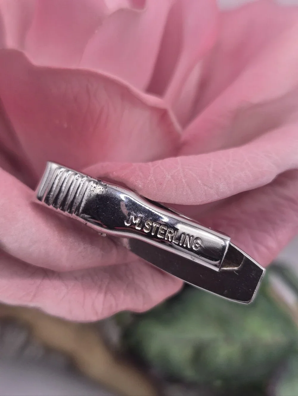 Sterling Silver Sculpted Floral Tie Clip